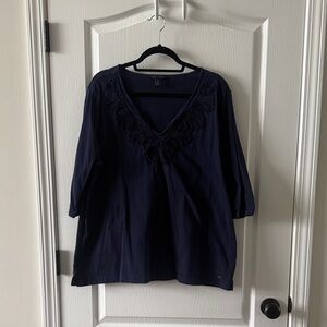 Tommy Hilfiger Dark Blue Blouse with Embroidery